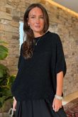Made in Italy Big Softie Cap Sleeve Knit Top Black
